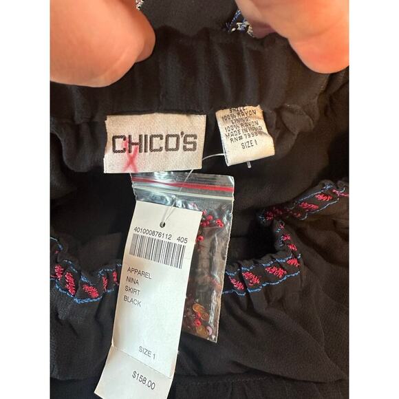 Chico’s Elastic Waist Maxi Skirt Size 1 (M/8) Beaded Sequin Embroidered Boho NWT - Picture 6 of 11